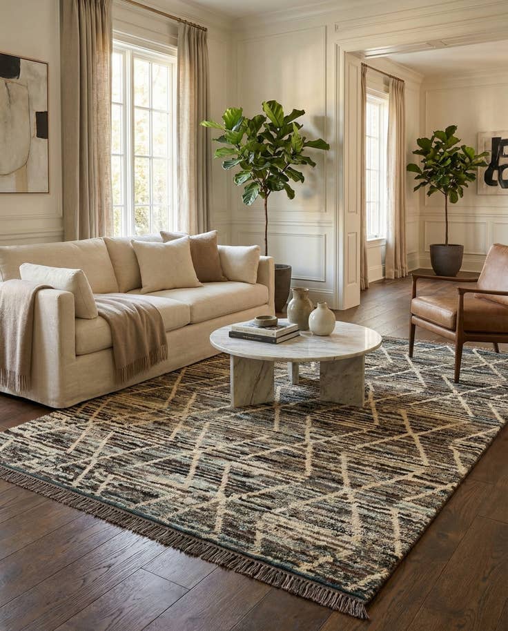 Detail image of 5' 8 x 7' 9 Hand Knotted Moroccan Wool Rug