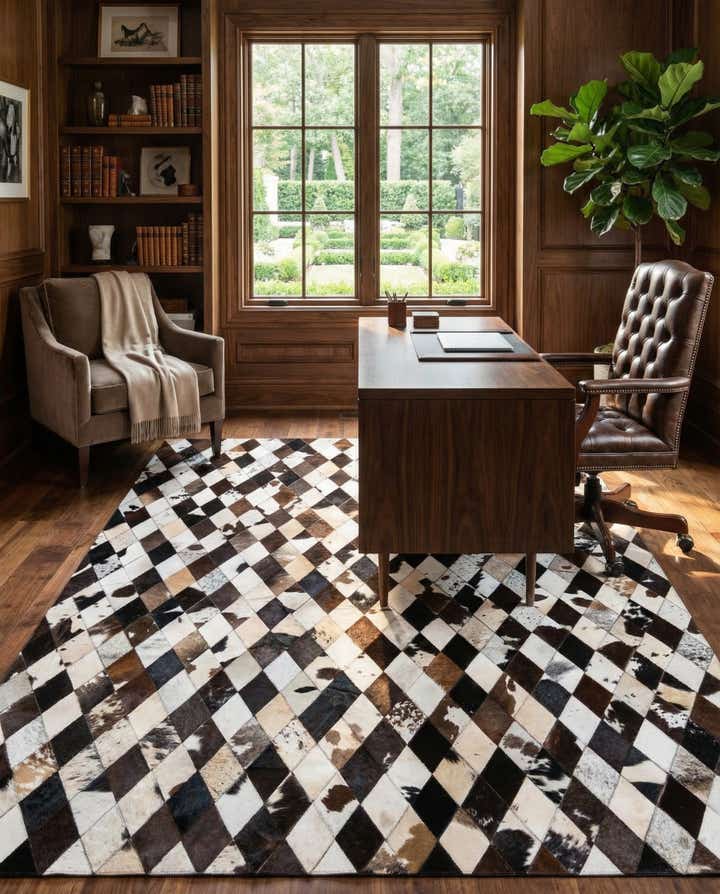 5' 7 x 8' Cowhide Stocks Rug