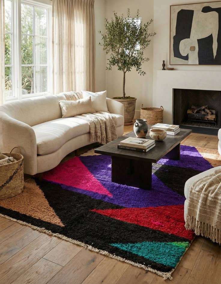 Detail image of  5' 4 x 7' 6  Hand Knotted Moroccan Wool Rug