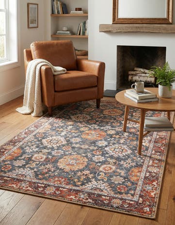 Navy Blue Washable Timeless Rug