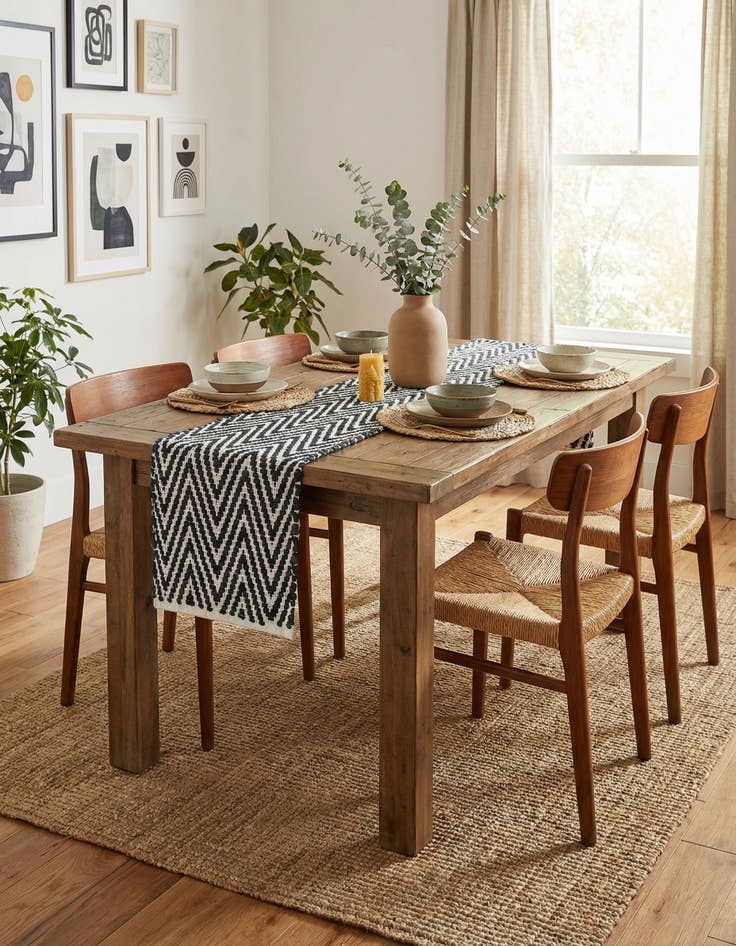 Detail image of  1' 2 x 6' 1  Hand Woven Chindi Chevron Table Runner Rug