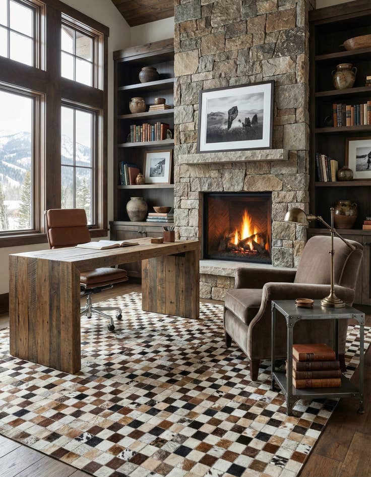 Detail image of  5' x 7' 10 Cowhide Leather Rug