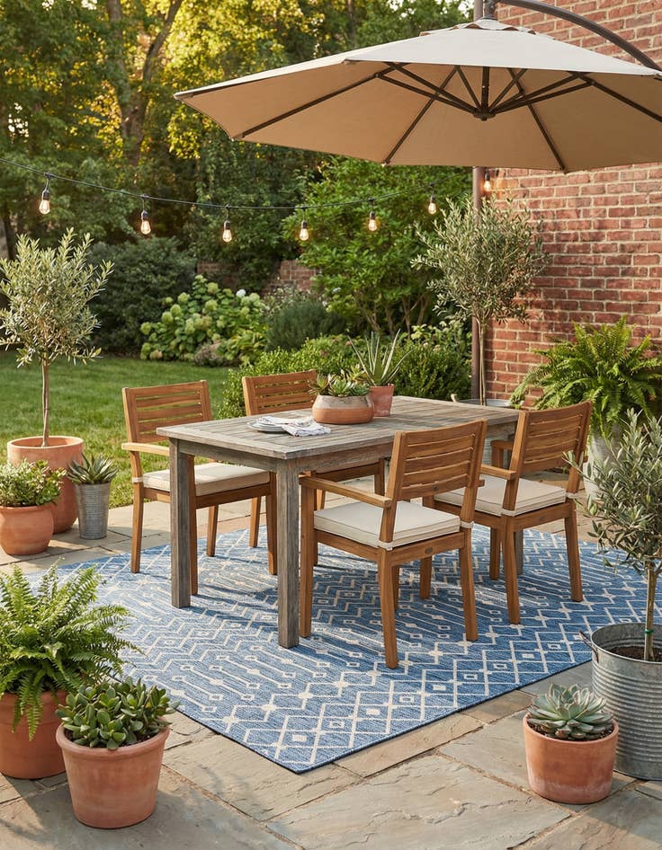 Detail image of 10' x 10' Easy-Clean Trellis Indoor / Outdoor Square Rug