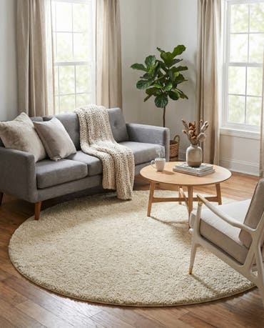  6' x 6' Soft Solid Shag Round Rug