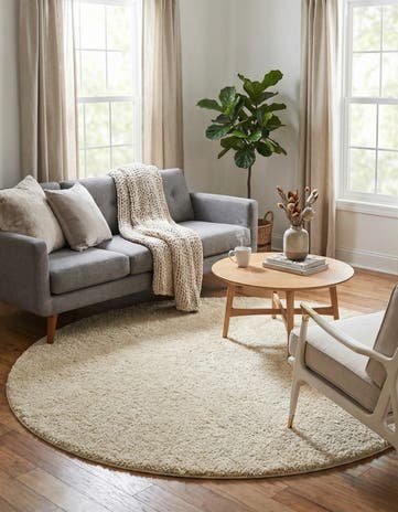 6' x 6' Soft Solid Shag Round Rug