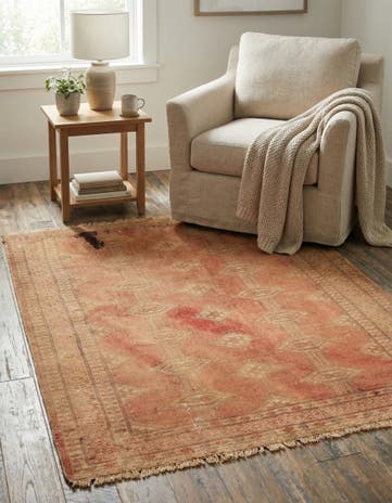3' 7 x 4' Hand Knotted Ultra Vintage Persian Wool Square Rug