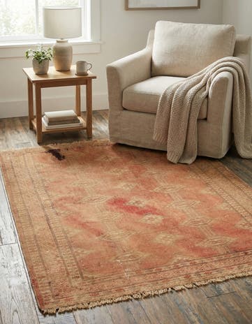 3' 7 x 4' Hand Knotted Ultra Vintage Persian Wool Square Rug