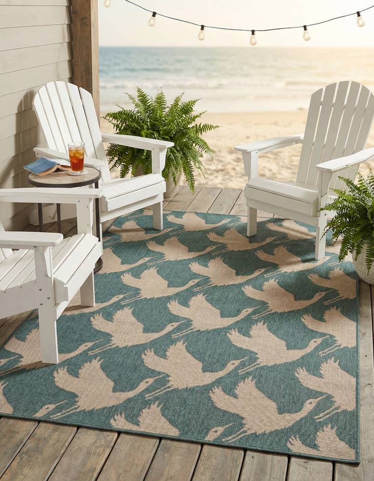 Detail image of 4' x 6'  Washable Coastal Indoor / Outdoor Rug