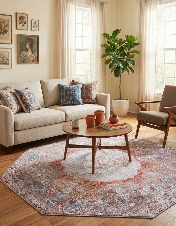 Detail image of  7' 10 x 7' 10  Washable Yara Octagon Rug