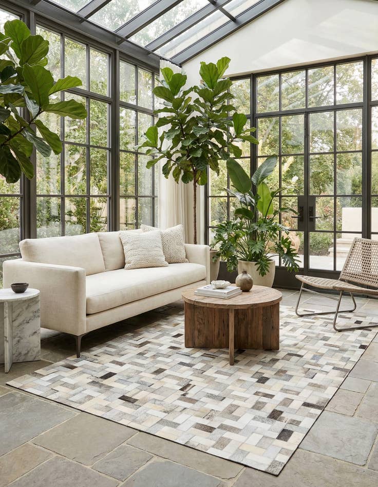 Detail image of 5' 1 x 8' Cowhide Stocks Rug