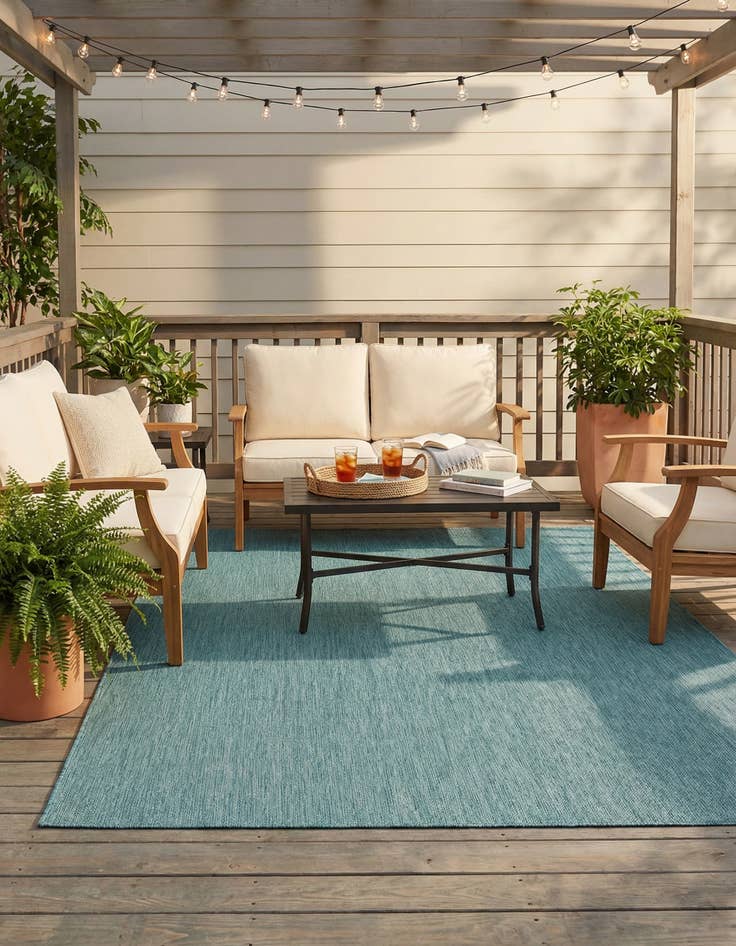 Detail image of 9' x 12'  Washable Solid Indoor / Outdoor Rug