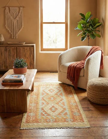 2' 6 x 4' 6 Hand Woven Kilim Waziri Wool Rug