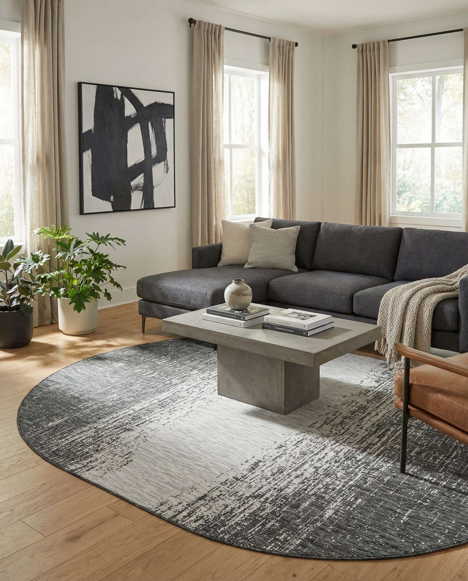 7' 10 x 10' Easy-Clean Modern Indoor / Outdoor Oval Rug