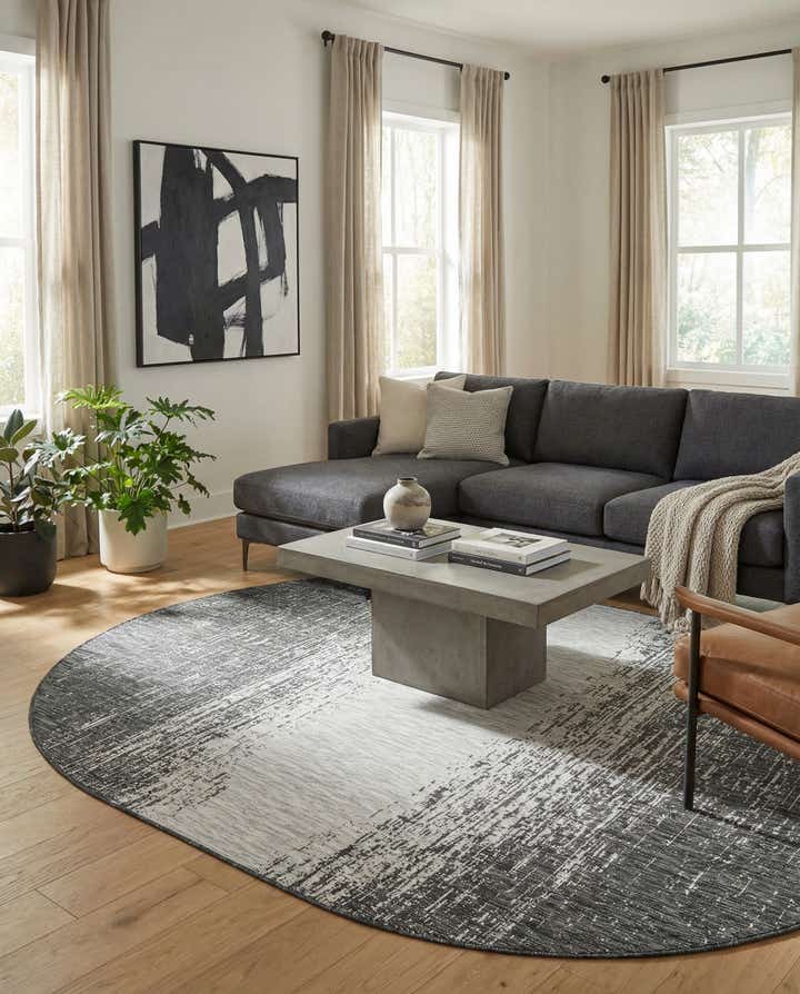 7' 10 x 10' Easy-Clean Modern Indoor / Outdoor Oval Rug