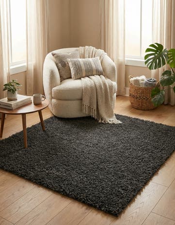5' 3 x 5' 3 Solid Shag Square Rug