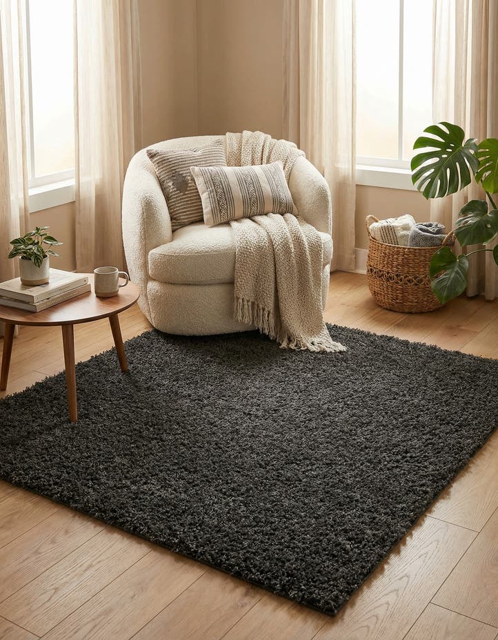 5' 3 x 5' 3 Solid Shag Square Rug