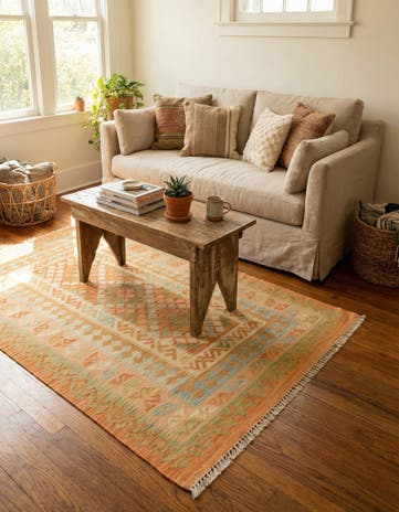 3' 3 x 5' 2 Hand Woven Kilim Waziri Wool Rug