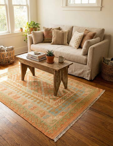 3' 3 x 5' 2 Hand Woven Kilim Waziri Wool Rug