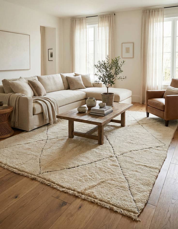 Detail image of  8' 8 x 11'  Hand Knotted Moroccan Wool Rug