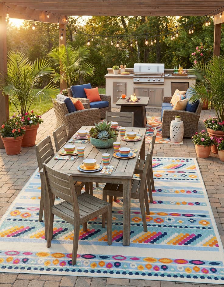 Detail image of 9' x 12'  Washable Aruba Indoor / Outdoor Rug