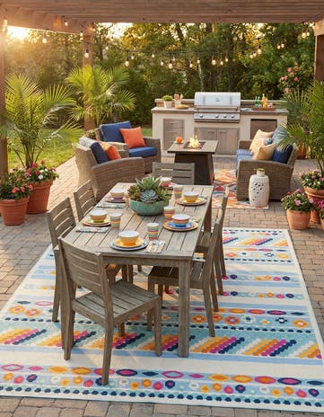 Blue Easy-Clean Aruba Indoor / Outdoor Rug
