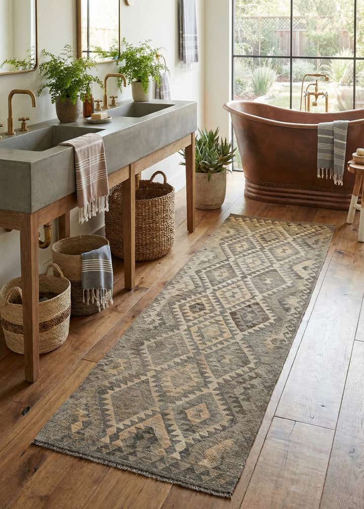 3' 1 x 9' 4 Hand Woven Kilim Maymana Wool Runner Rug