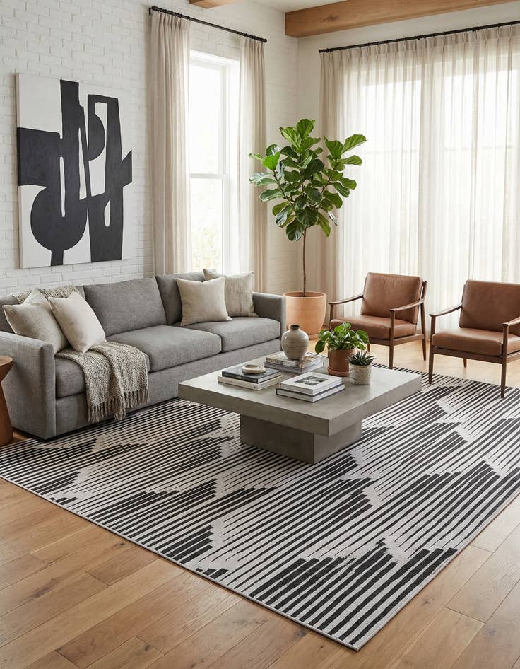 Detail image of 13' x 13'  Washable Modern Indoor / Outdoor Square Rug