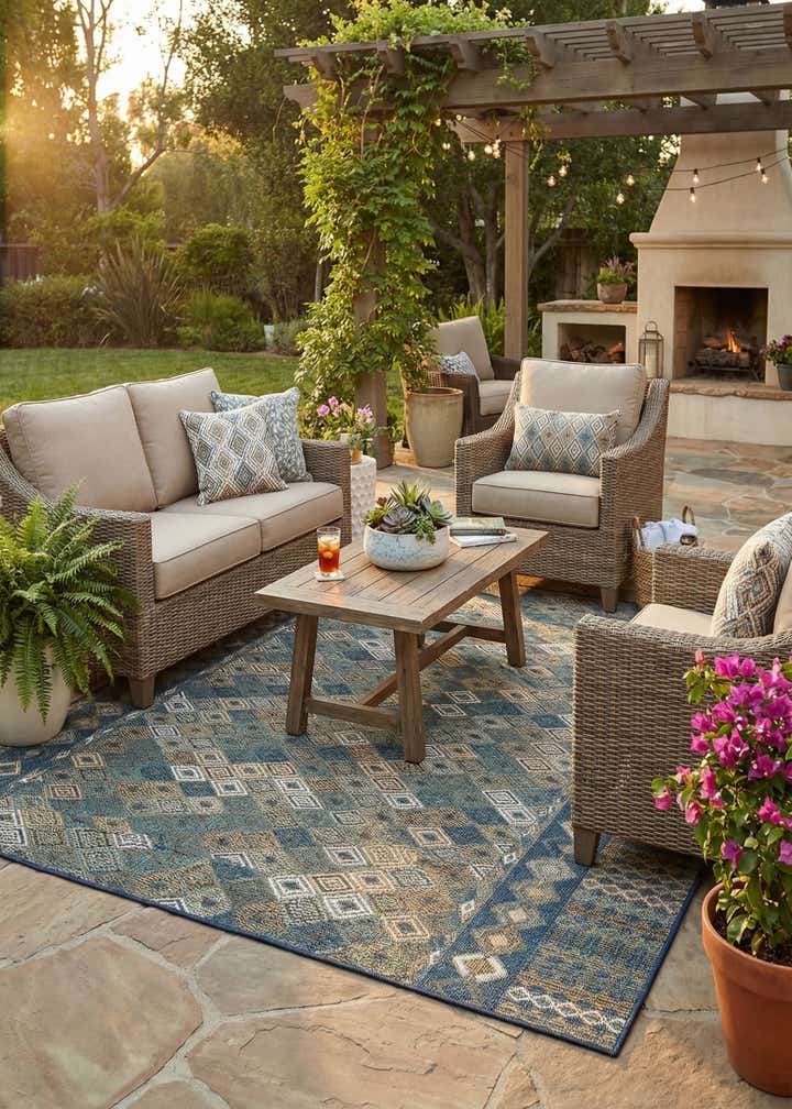 7' 10 x 7' 10 Easy-Clean Baja Indoor / Outdoor Square Rug