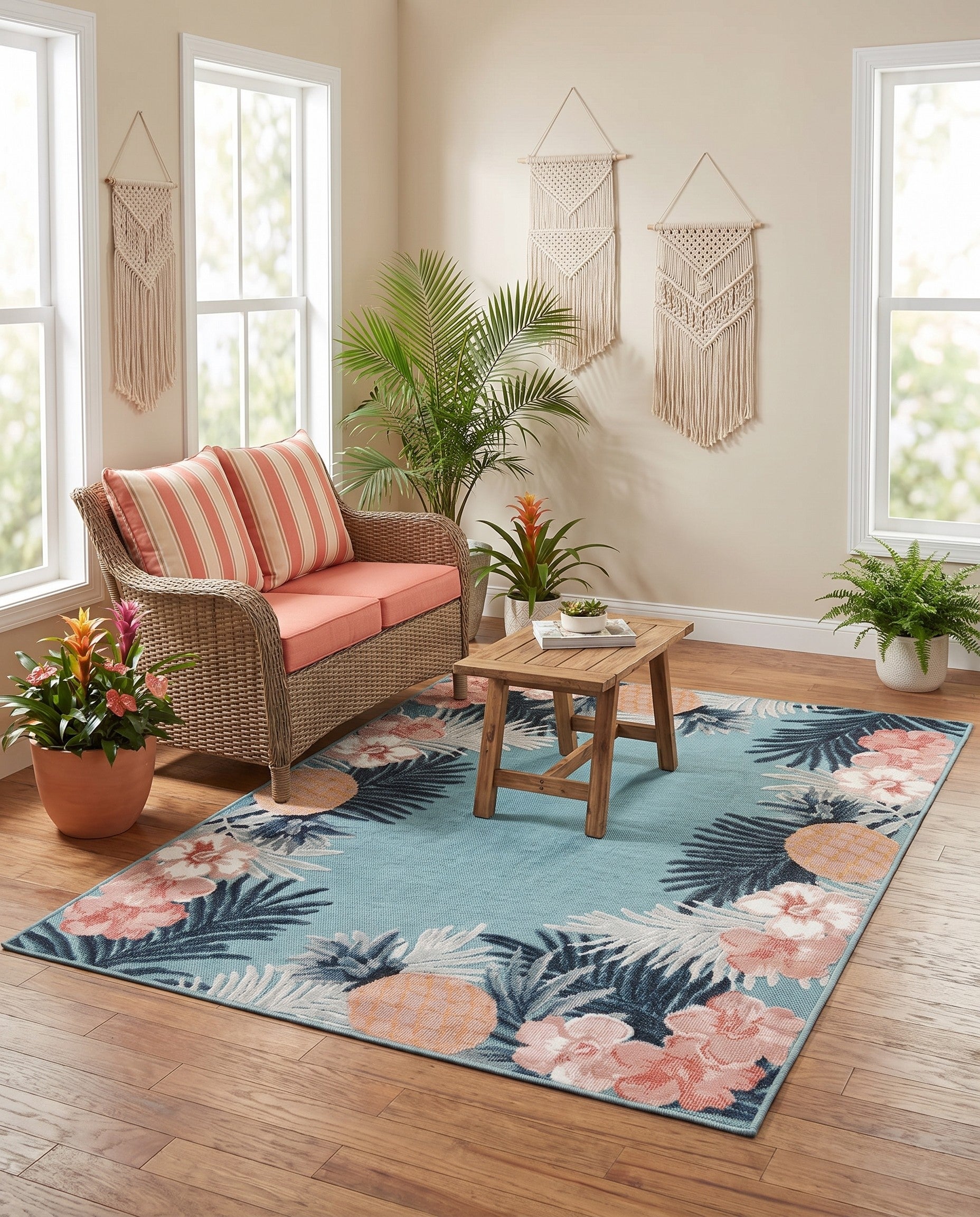 4' 5 x 6' Easy-Clean Botanical Indoor / Outdoor Rug