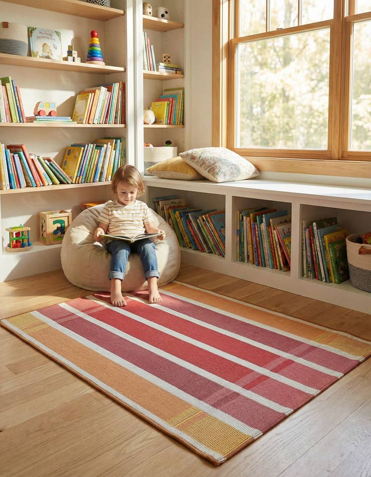 Detail image of 2' x 3'  Washable Striped Indoor / Outdoor Rug