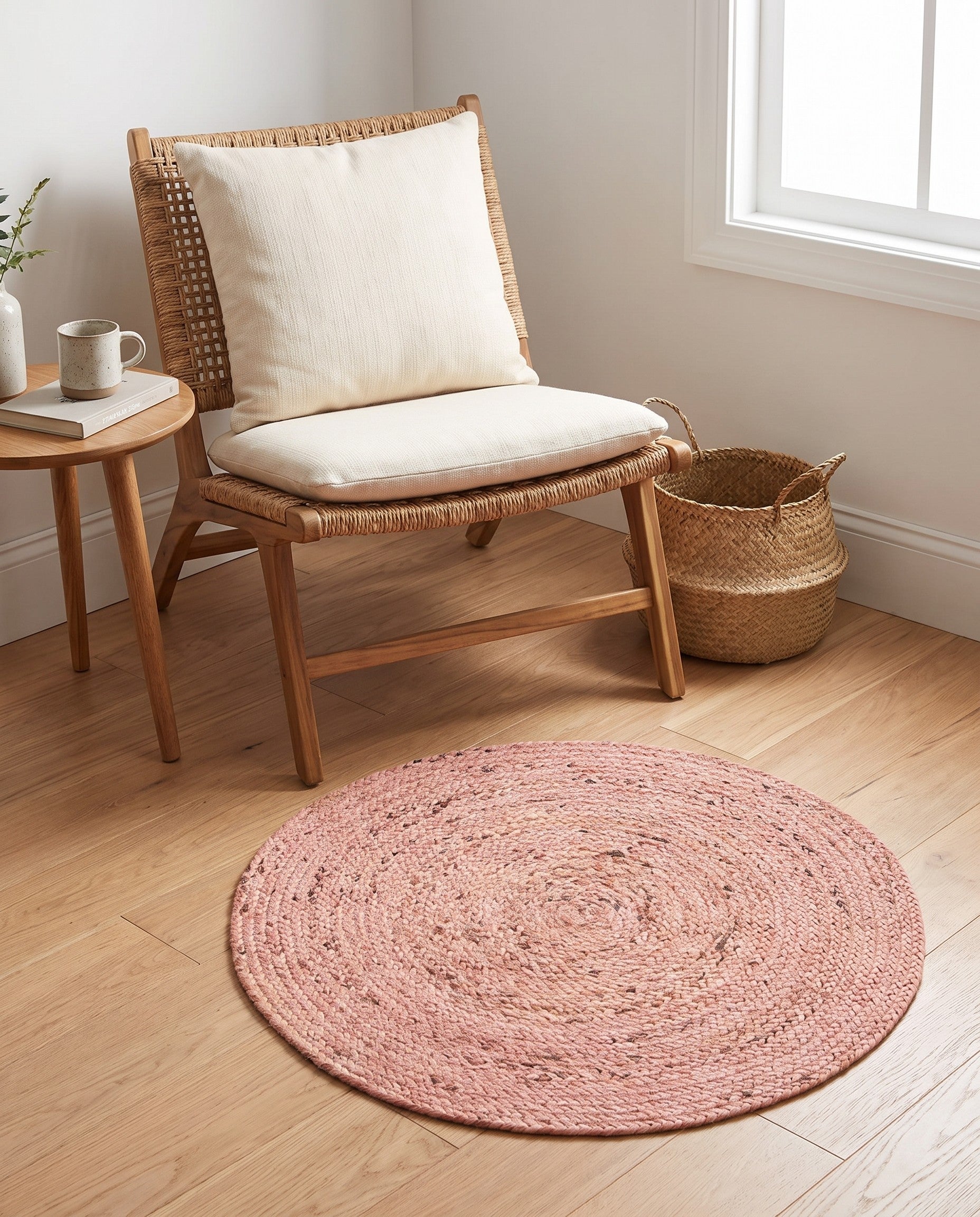 3' x 3' Handmade Braided Jute Round Rug