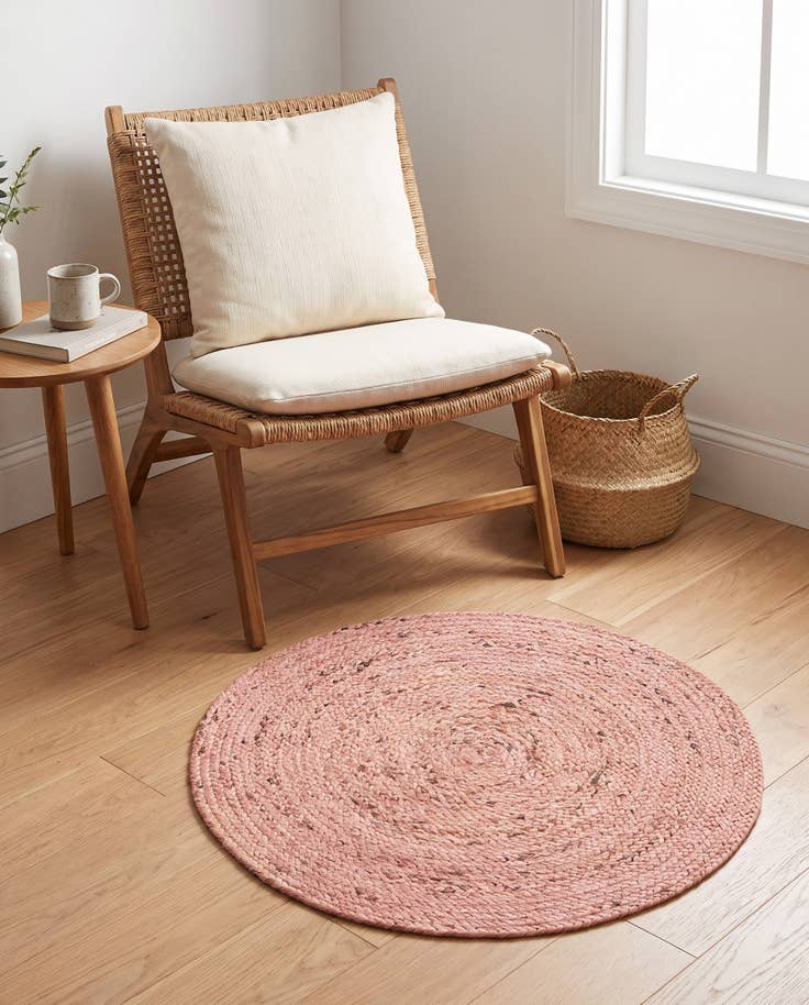 Detail image of 3' x 3' Handmade Braided Jute Round Rug