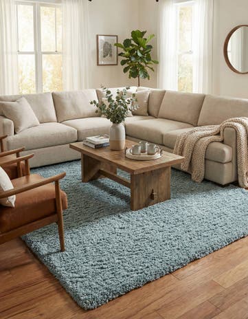 Slate Blue Infinity Shag Rug