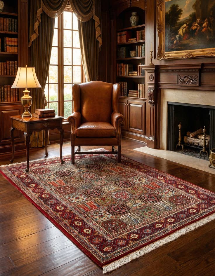 Detail image of  3' 6 x 4' 9  Hand Knotted Qom Persian Rug