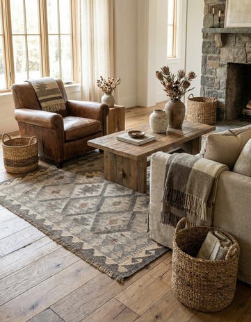 4' 2 x 6' 1 Hand Woven Kilim Maymana Wool Rug