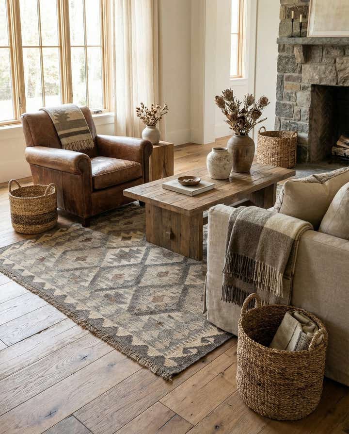 4' 2 x 6' 1 Hand Woven Kilim Maymana Wool Rug