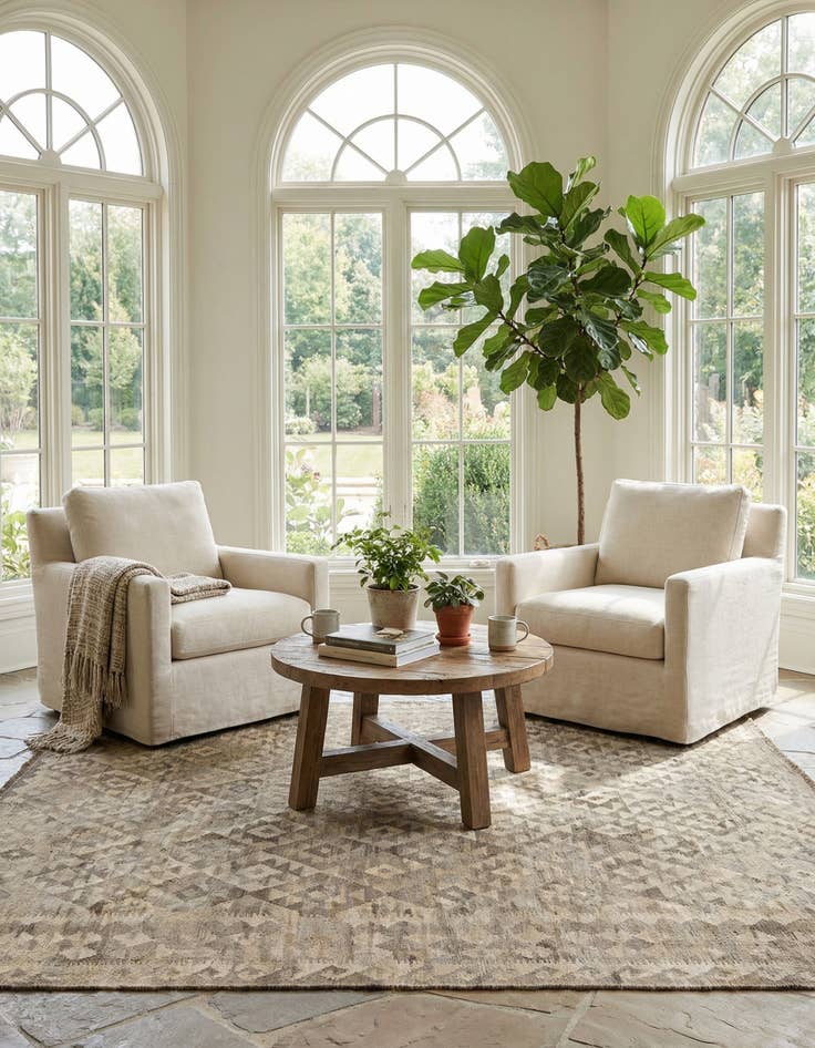 Detail image of 6' 8 x 9' 8  Hand Woven Kilim Maymana Wool Rug