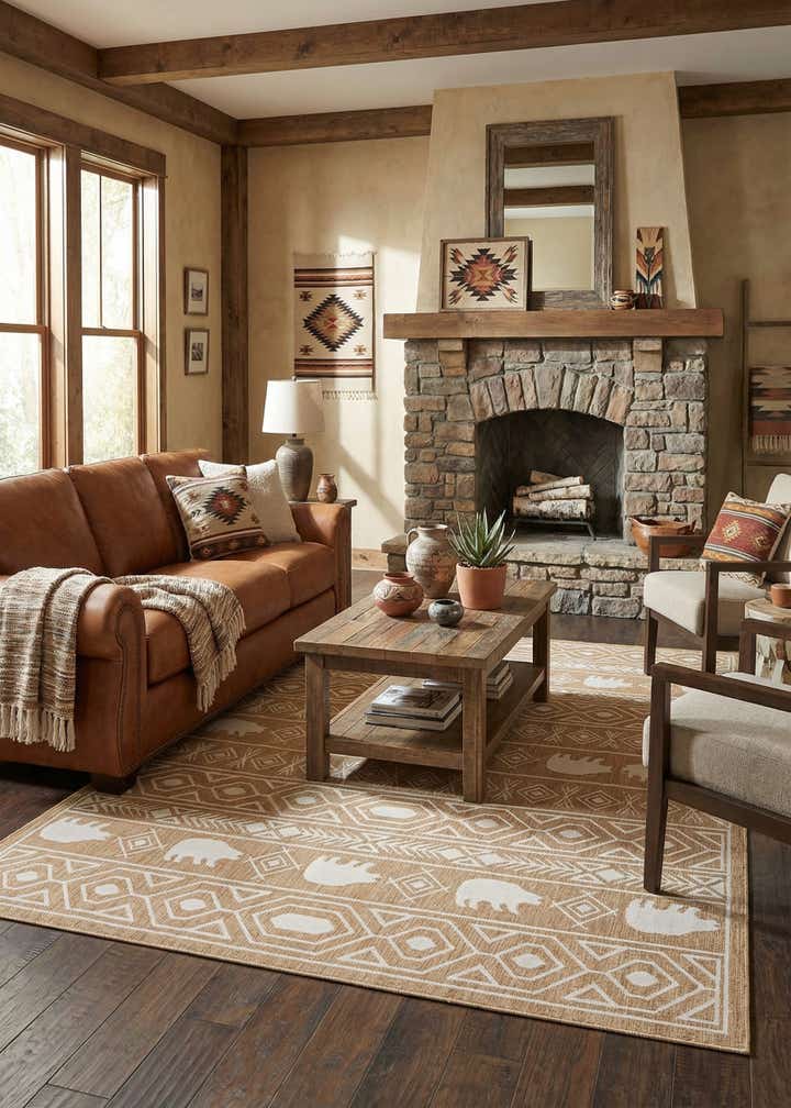 7' 10 x 10' Easy-Clean Southwestern Indoor / Outdoor Rug