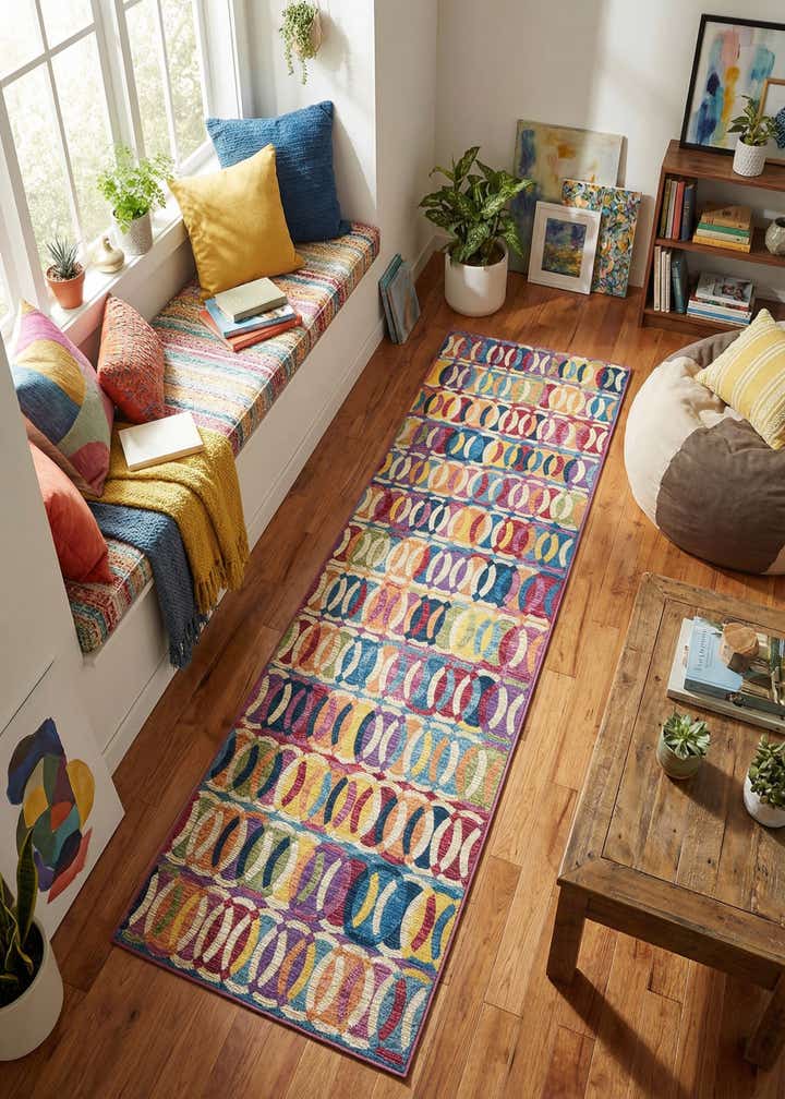 2' 7 x 10' Easy-Clean Modern Indoor / Outdoor Runner Rug