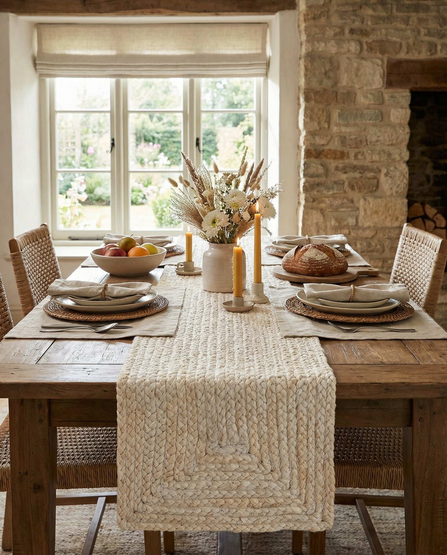  1' 2 x 5' 1  Hand Braided Jute Table Runner Rug