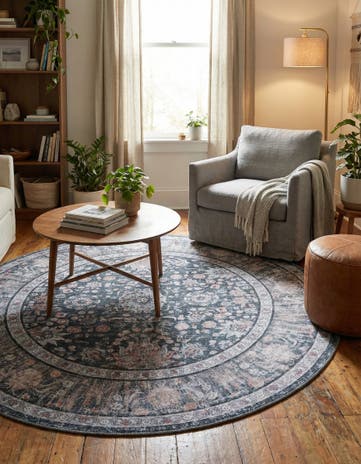 7' 10 x 7' 10 Washable Yara Round Rug