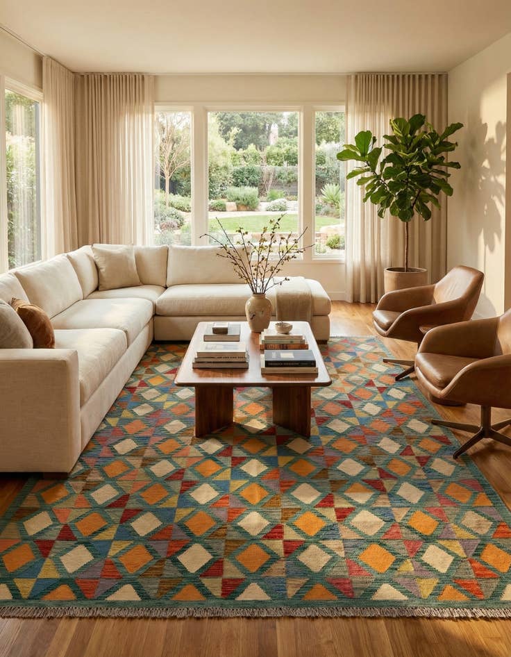 Detail image of  6' 9 x 9' 10  Hand Woven Kilim Modern Wool Rug