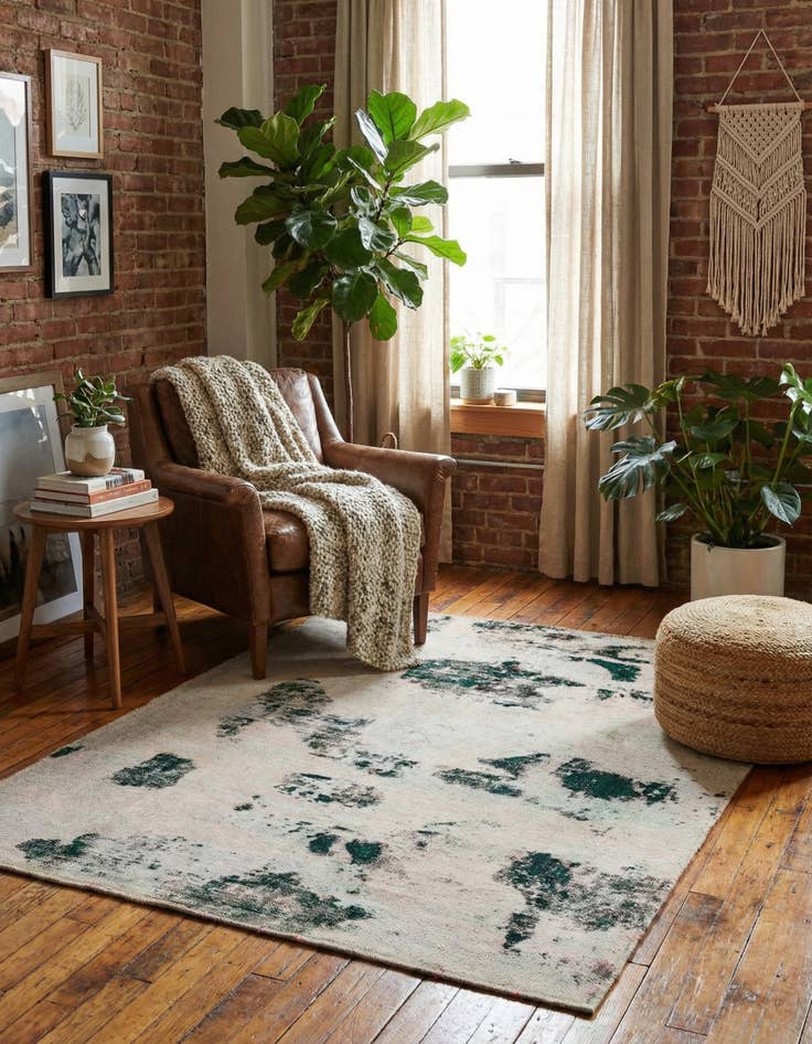 Detail image of 4' 8 x 6' 2  Hand Knotted Ultra Vintage Persian Wool Rug