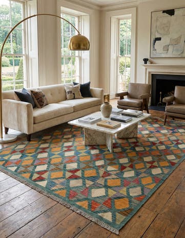 6' 9 x 9' 10 Hand Woven Kilim Modern Wool Rug