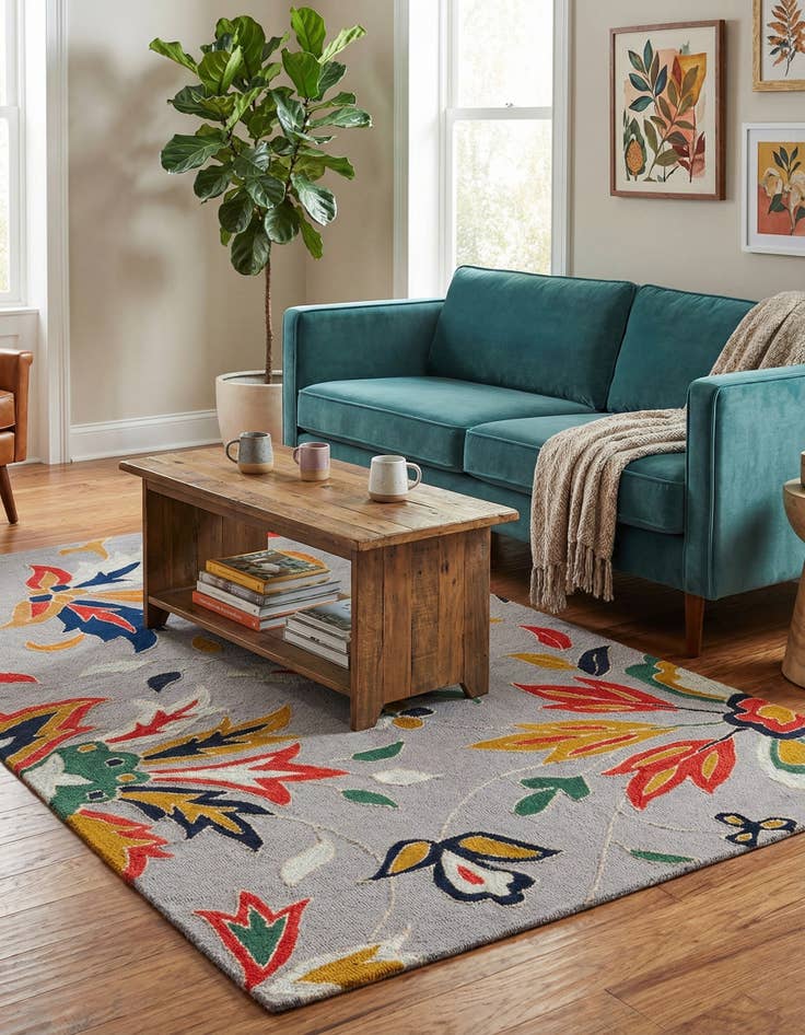 Detail image of 5' x 8' Agra Wool Rug