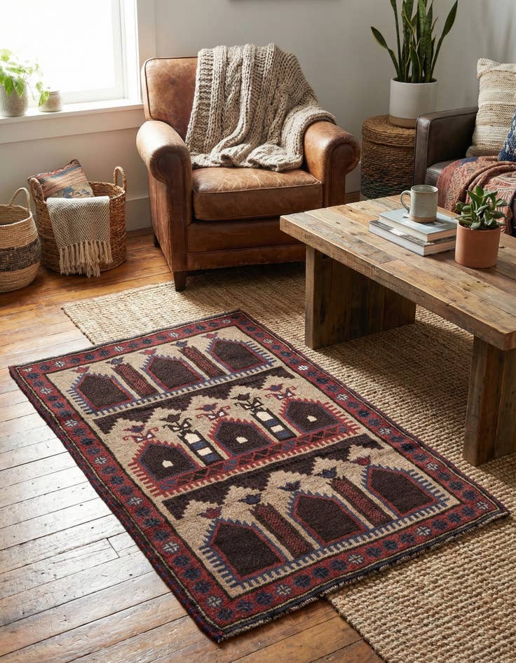 Detail image of 2' 10 x 4' 5  Hand Knotted Balouch Persian Wool Rug