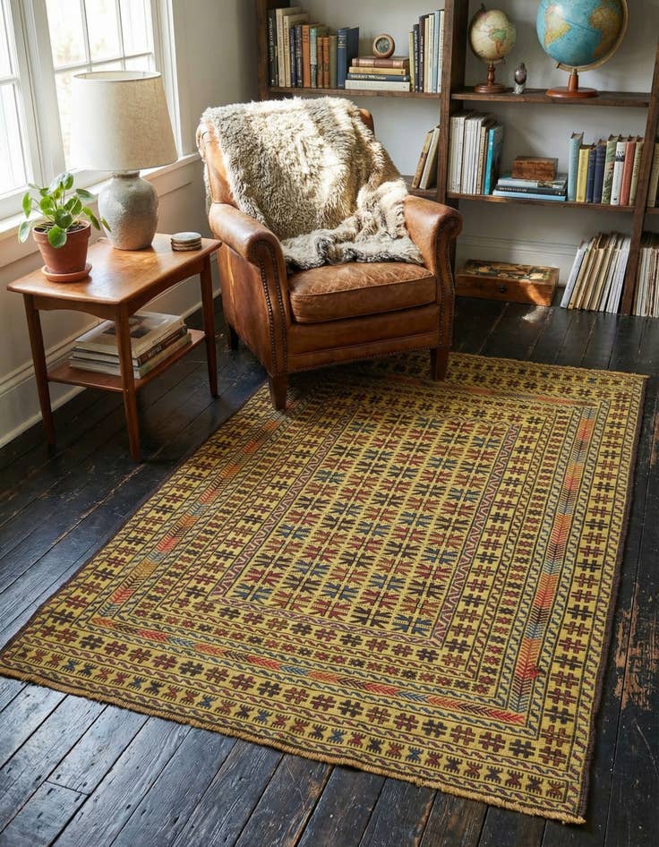 Detail image of 4' x 6'  Hand Woven Kilim Afghan Wool Rug