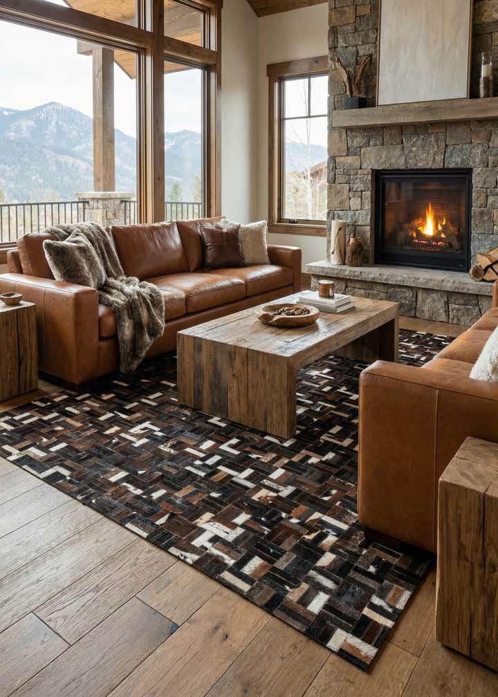 5' x 7' 10 Cowhide Leather Rug