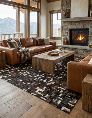 5' x 7' 10 Cowhide Leather Rug