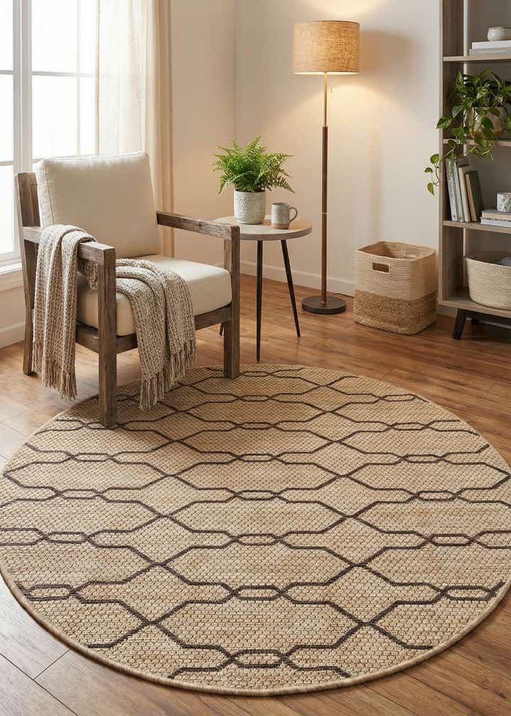 4' x 4' Easy-Clean Lattice Indoor / Outdoor Round Rug